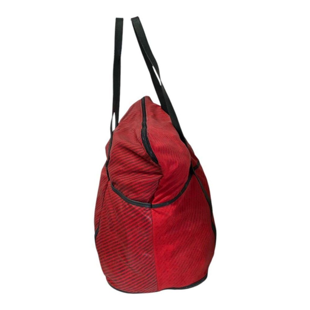 Gucci XL Travel Tote Red & Black Stripe Vintage 90s Weekender Bag w/ Pouch, Rare - Picture 4 of 14